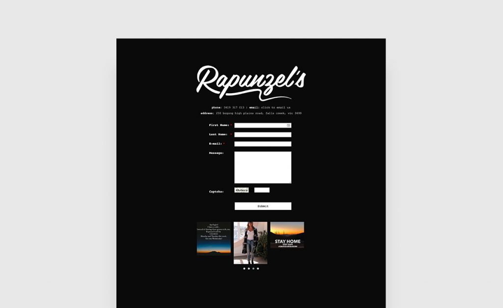 Rapunzels website - Digital Daydream Media websites Torquay & Geelong